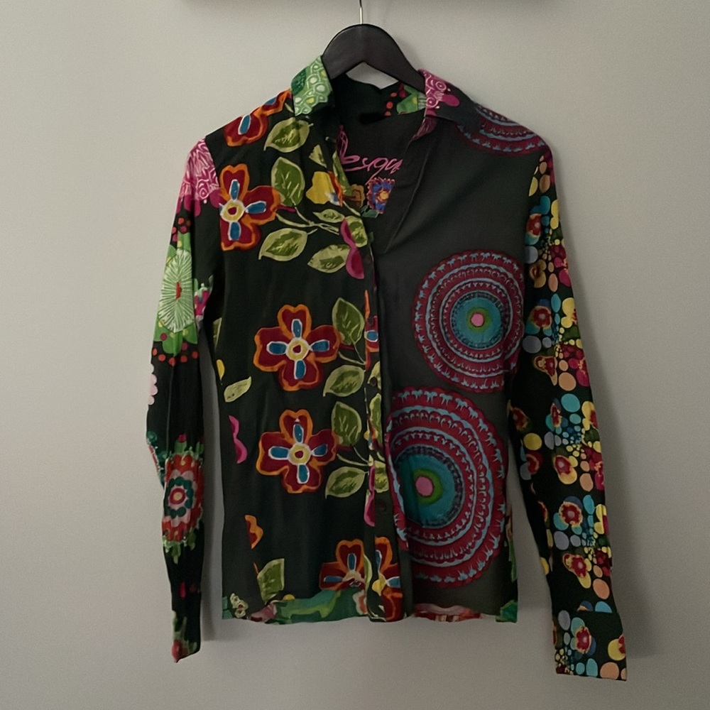 Desigual Floral Button Down Blouse Top